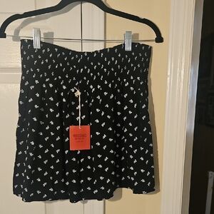 Mossimo Supply Co. Black Floral Smocked Skater Skirt